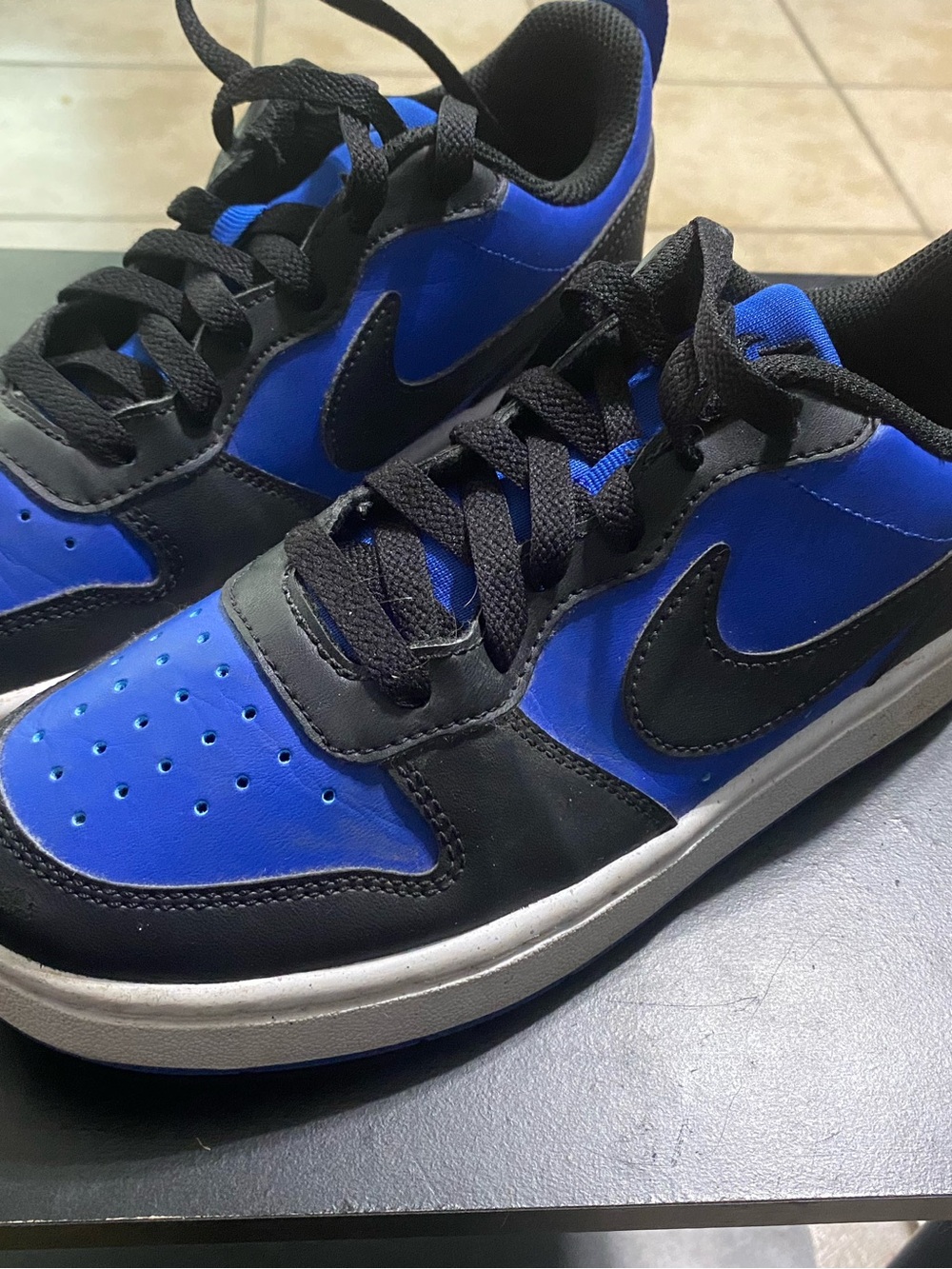 Nike Court Borough Low Recraft shoes in the Game Royal/Black colorway.